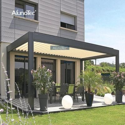 AlunoTec Modern Outdoor Restaurant Electric Opening Louvered Roof Gazebo Aluminium Pergola Bioclimatic System Pergolas