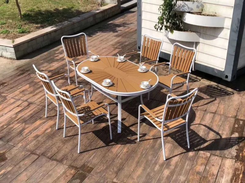 Restaurant Furniture Outdoor Table Plastic Wood Garden Bistro Chair Set