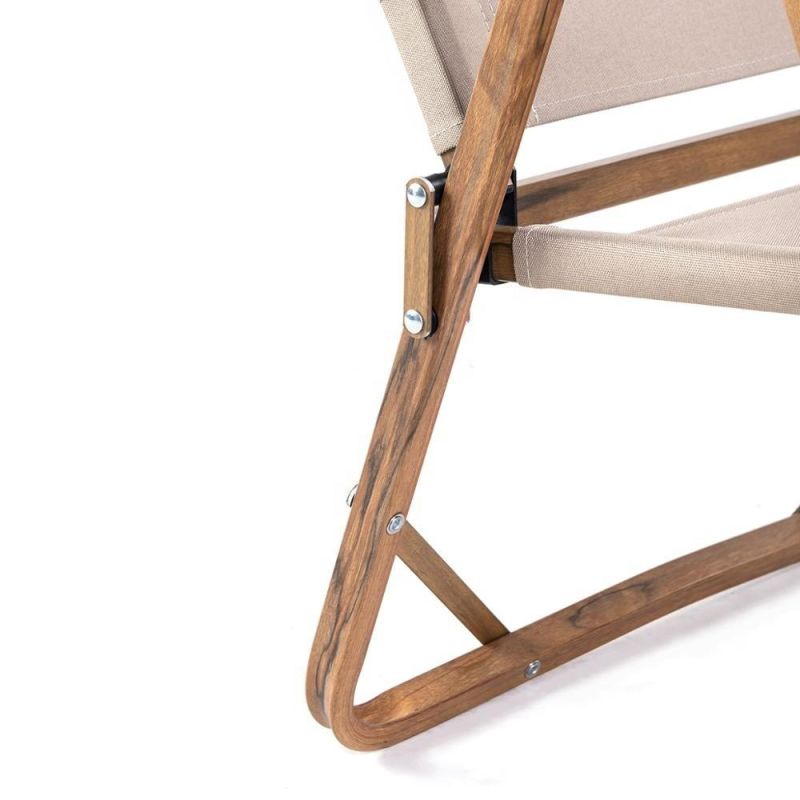 Outdoor Chair Camping Wood Grain Chair Aluminum Folding Moon Chair
