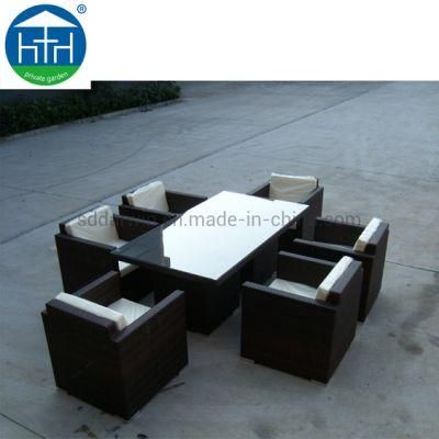 Unique Weaving Elegant Outdoor Chair and Table Furniture Classical Wicker Patio Rattan Dining Set