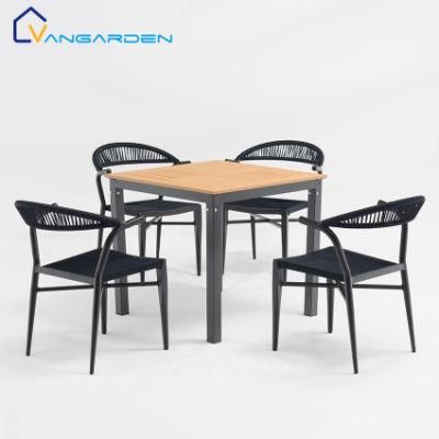Handmade Outdoor Leisure Furniture Sets Woven Rope Garden Chair with Plastic Wood Table