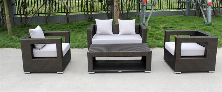Flat Weaving Outdoor Rattan Garden Sofa for Patio