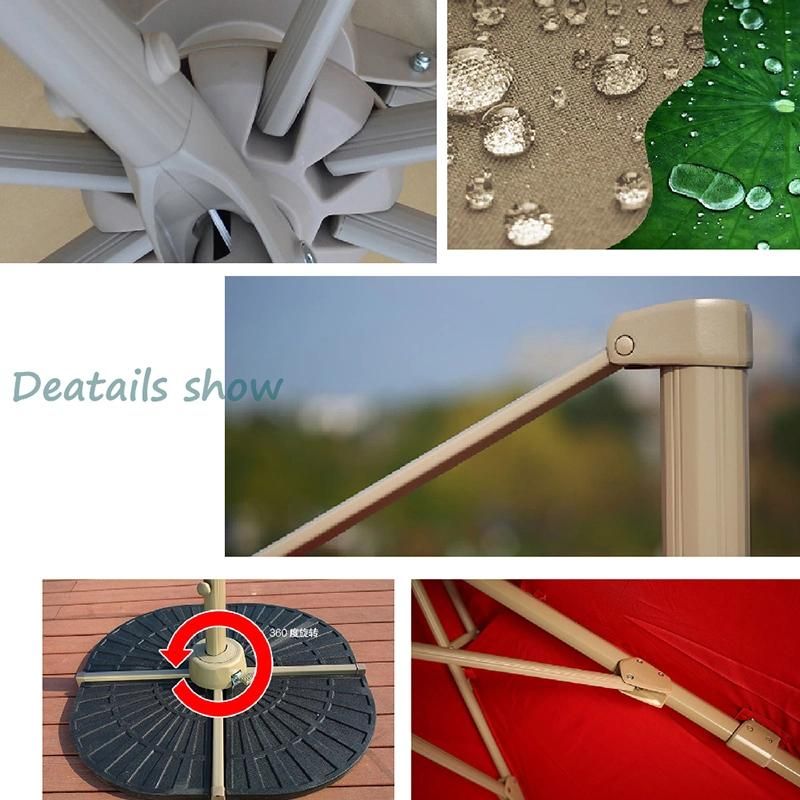 Outdoor UV Roman Umbrellea Waterproof Material Furniture 3*3m Handing Umbrella with LED Light Parasol