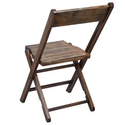 Old-World Style Slatted Wood Folding Chairs in Antique Black Finish