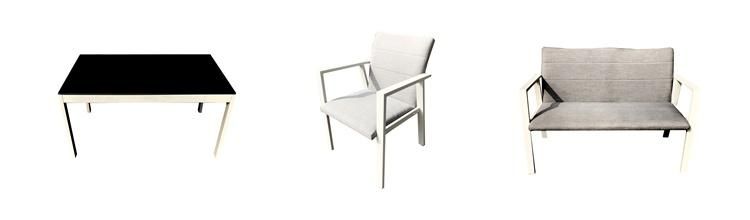China Modern Comfortable Balcony Garden Aluminium Sofa Set Fabric Outdoor Sectional Sofas