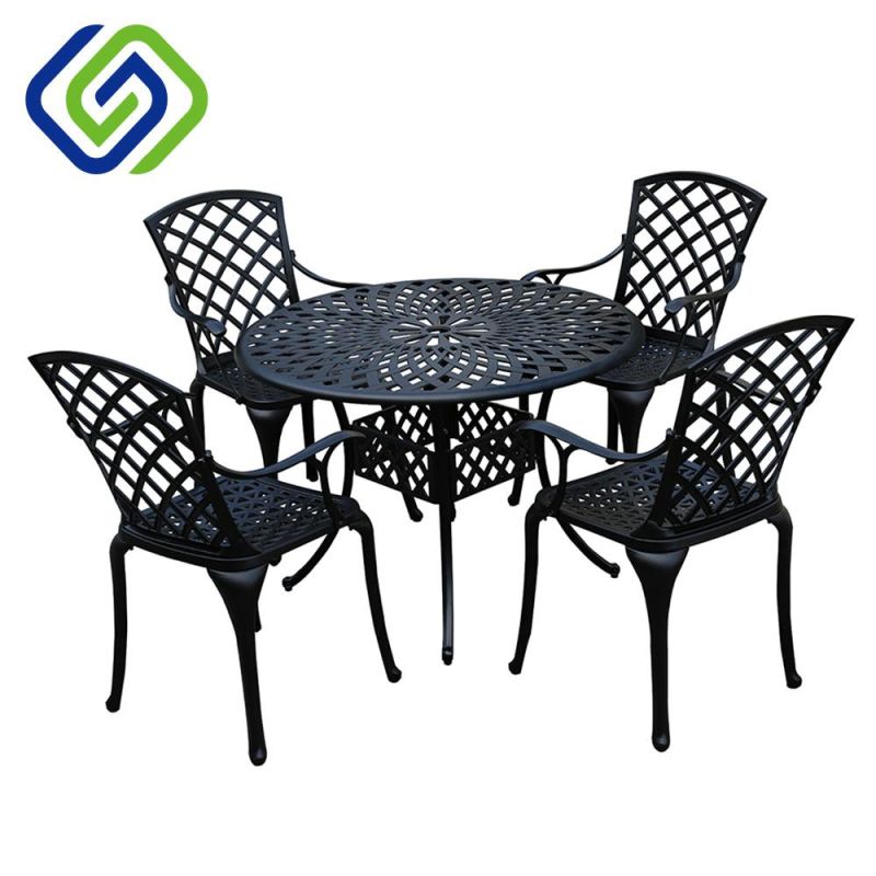 Outdoor Garden Square Table Cast Aluminum Square Patio Dining Table Furniture Set