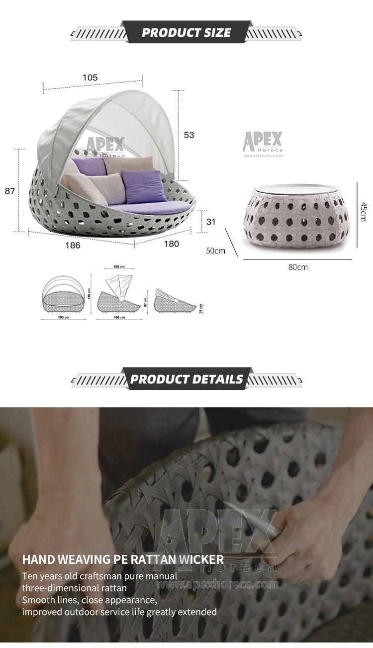 Rattan Waterproof Setting Pool Rattan Patio Chaise Sun Lounger