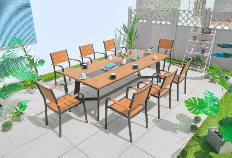 Polywood Top Dining Table Dining Room Furniture Garden Patio Plastic Wood Outdoor Dining Table and Chairs