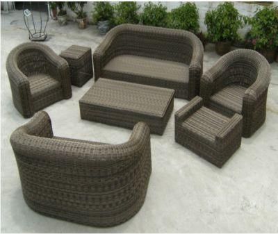 PE Outdoor Plastic Wood Table and Chair Rattan Furniture Set