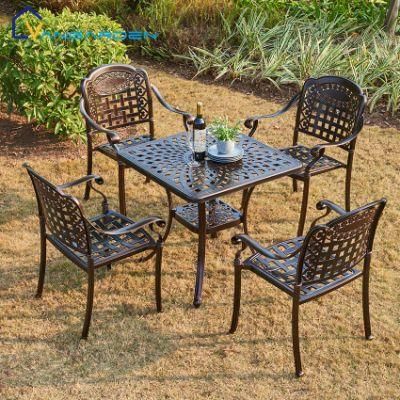 Direct Sale Cast Aluminum Patio Furniture Table Conversation Set for Bistro