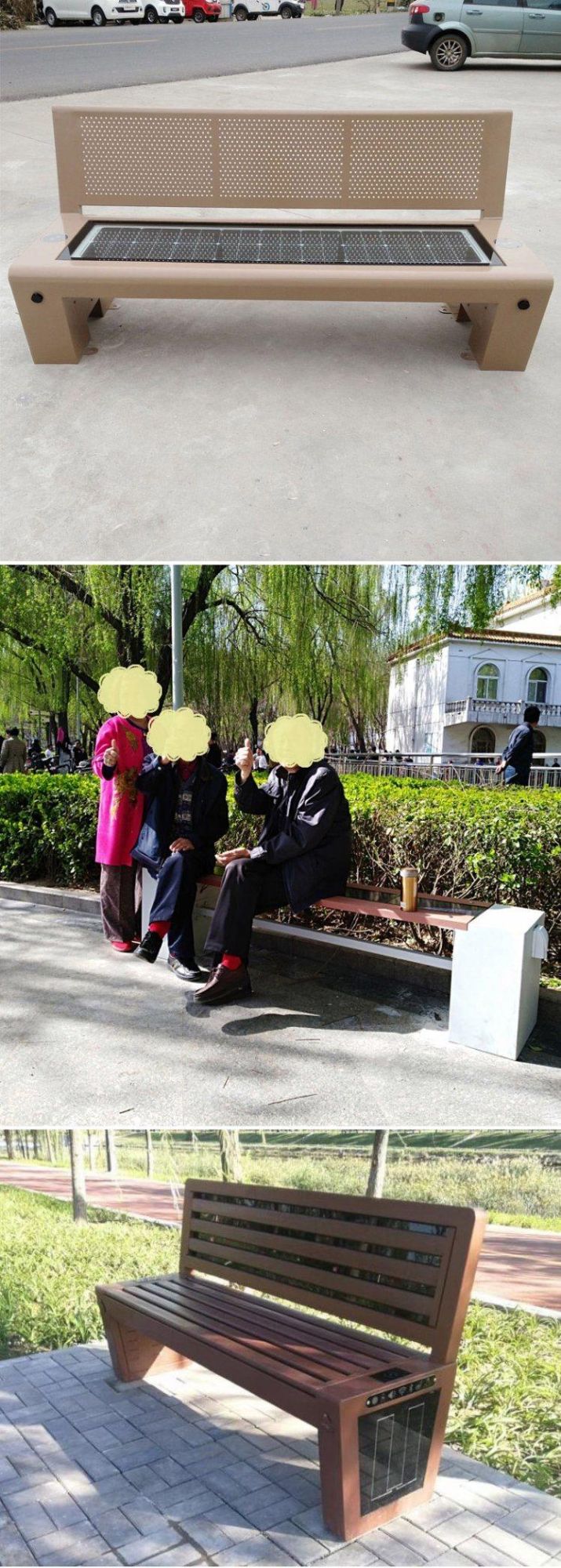 Stainless Steel Outdoor Wooden Park Garden Bench Easy Installation