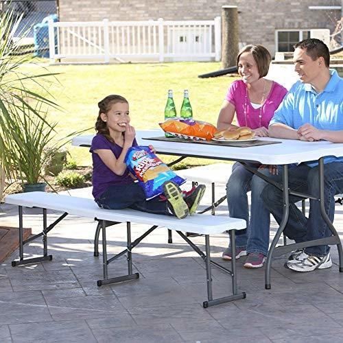 Heavy Duty 4FT 6FT Outdoor Lightweight Plastic White Folding Bench