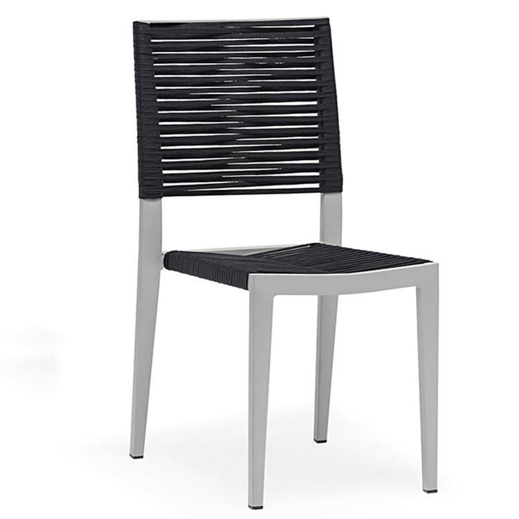 Cn Furniture Outdoor Garden Metal Black Rope Chair Cafe