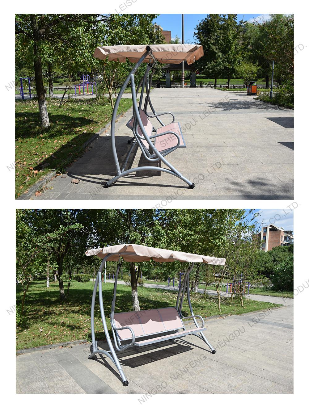 Teslin 3 Person Patio Swing with Adjustable Canopy, All Weather Resistant Hammock Swinging Chair Bench for Patio, Garden, Poolside, Balcony