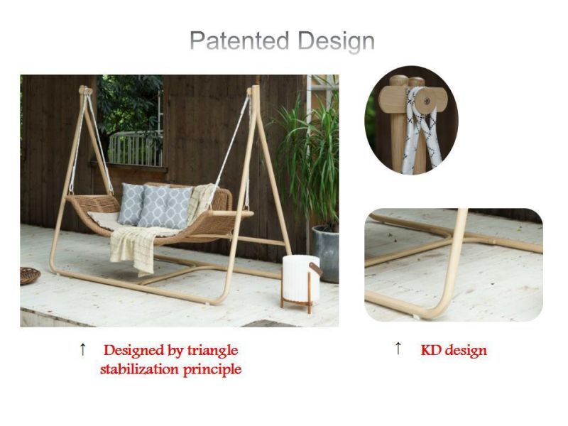 Aluminium PE Rattan Outdoor Furniture Leisure Double Patented Swing Hanging Chair