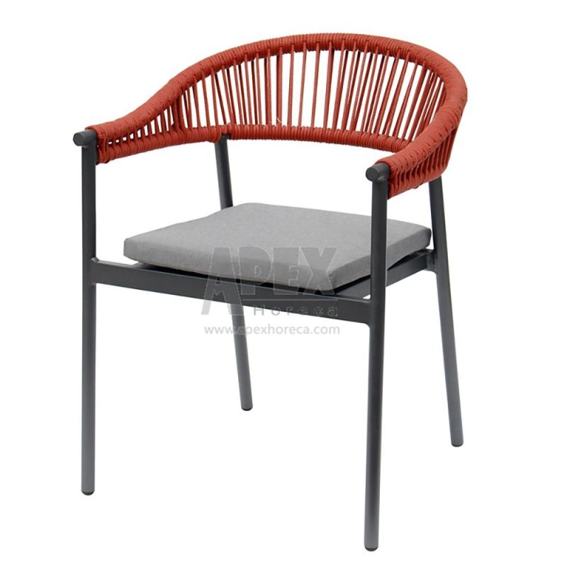 Outdoor Stackable Aluminum Balcony Dining Park Braided Rope Chair
