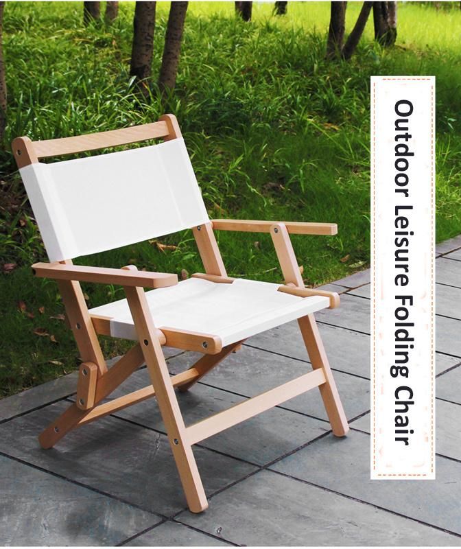 Outdoor Furniture Wood Grain Aluminum (Black White) Portable Folding Camping Chair