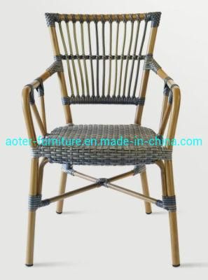 Best Selling Garden Rattan Furniture Gray Cane Bistro Arm Chair Outdoor Furniture