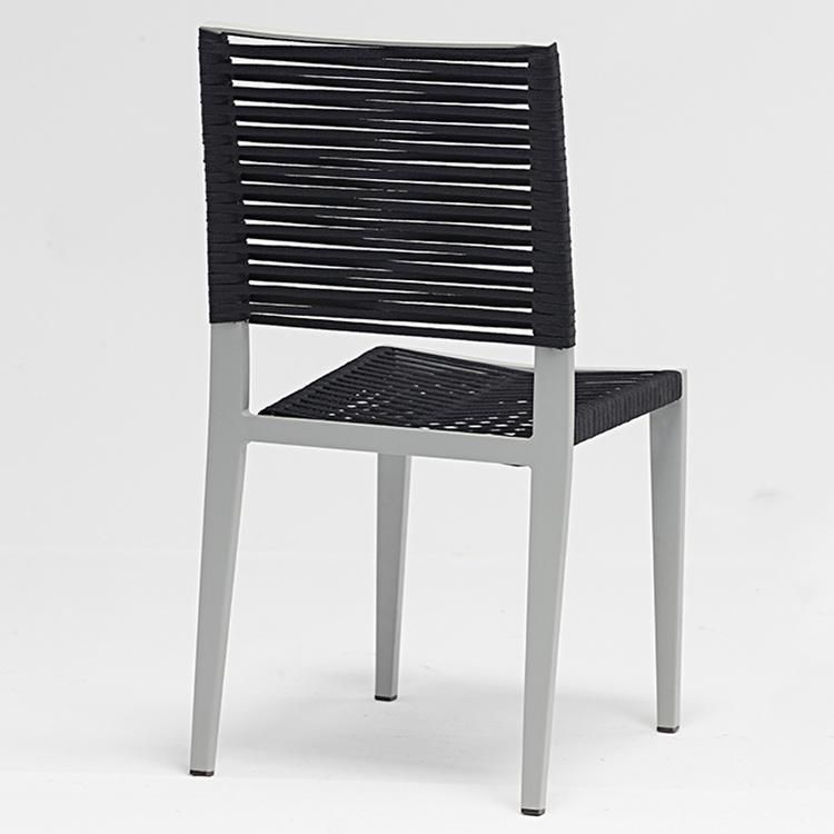Cn Furniture Outdoor Garden Metal Black Rope Chair Cafe