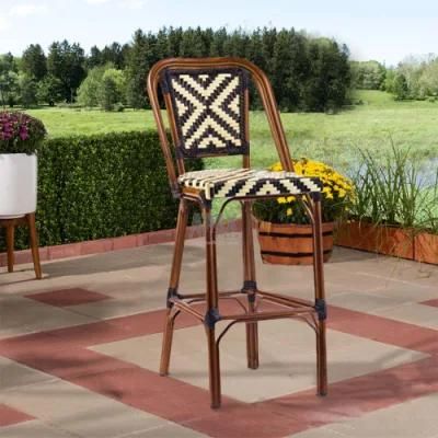 Outdoor Commercial French Rattan Bistro Bar Stool High Chair