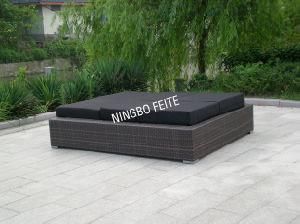 Rattan Double-Seater Sunbed Wicker Sun Lounge Sun Lounger