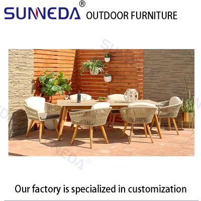 Wood Foot Woven Dining Chair Coffee Table Set