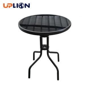 Uplion Top Outdoor Furniture Metal Patio Coffee Bistro Table Round Tempered Glass Garden Table