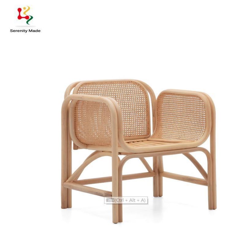 Commercial Grade Natural Cane Armchair Wood Frame Rattan Back Hotel Cafe Restaurant Recliner Rattan Chair