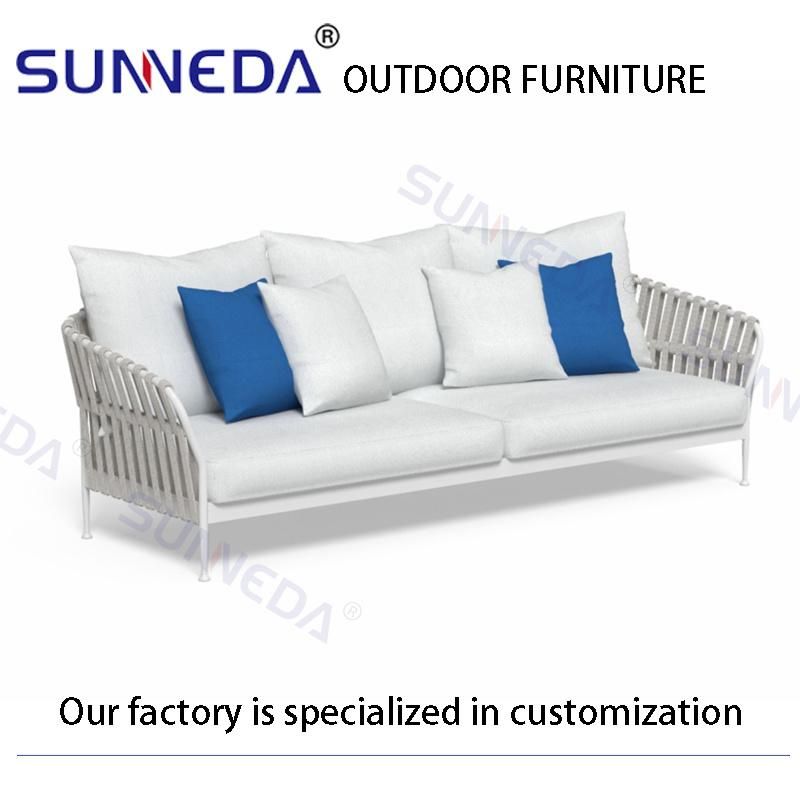 Weave Square Lattice Style Patio Outdoor Aluminum Frame Elegant Sofa