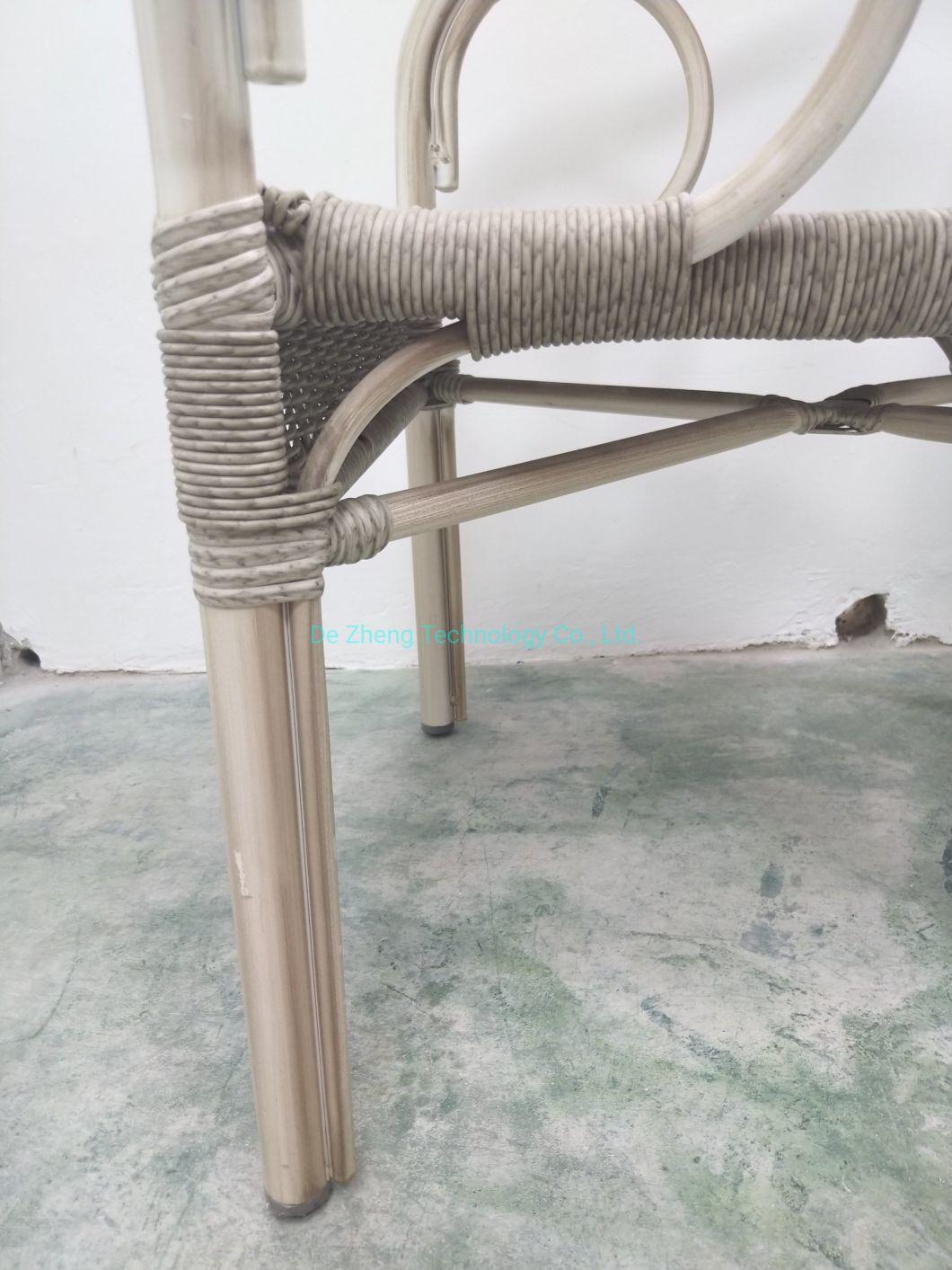 Modern Leisure Aluminum Garden Furniture Woven Rope Patio Dining Chair Outdoor