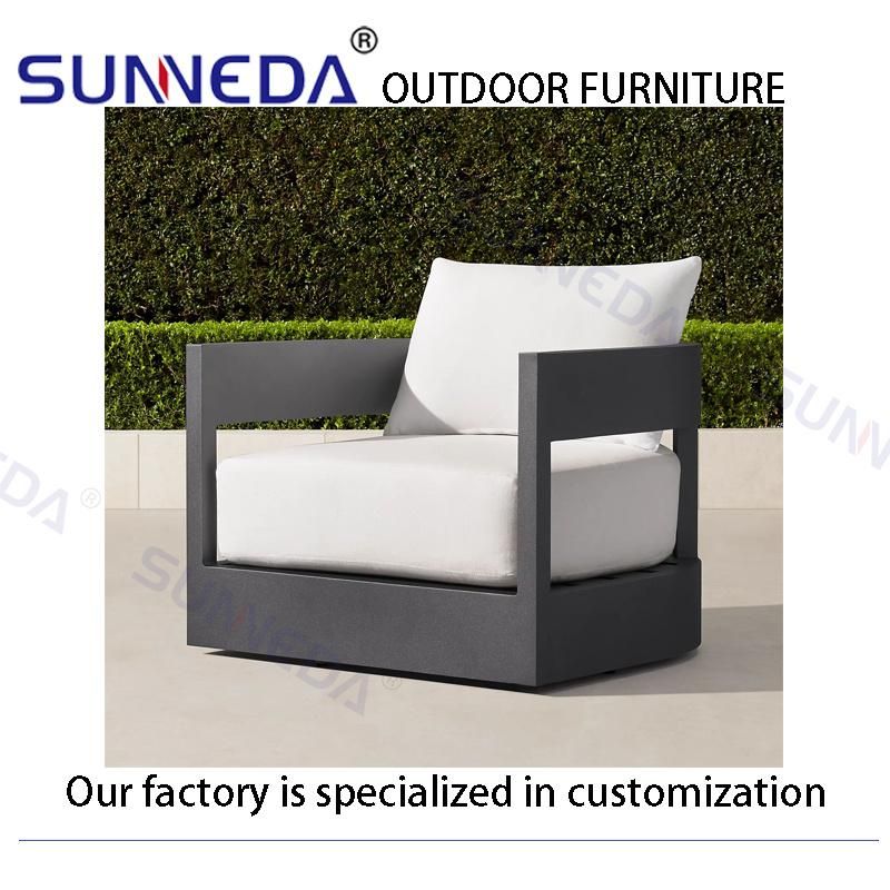 Artistic Leisure Garden Hotel Outdoor Sofa Aluminum Handrail Soft Chair