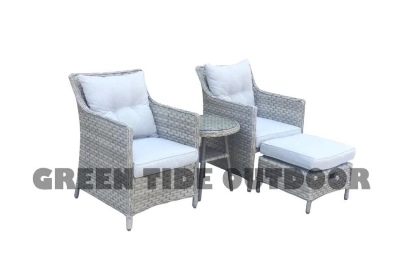 Outdoor Rattan Garden Furniture Bistro Sofa Set 4PCS with Ottoman