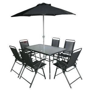8PCS Outdoor Furniture Set Garden Table and Chair Set Backyard Table Set with Umbrella