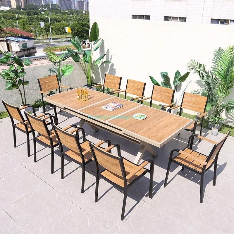 Modern Design X Leg Standing Garden Cafe Outdoor Table Long Aluminum Dining Bar Table for Dining