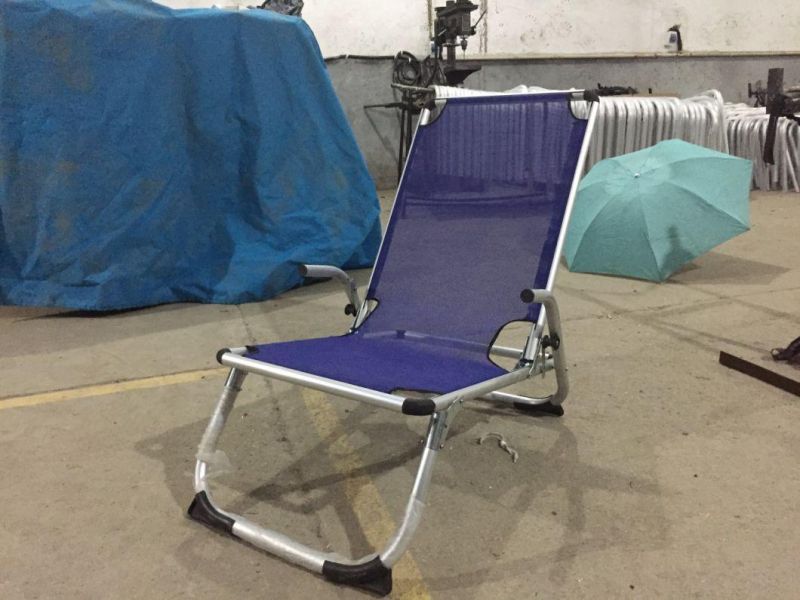 Royal Blue Aluminum Frame Folding Sling Chair, High Back Armrest Beach Chair Indoor Outdoor