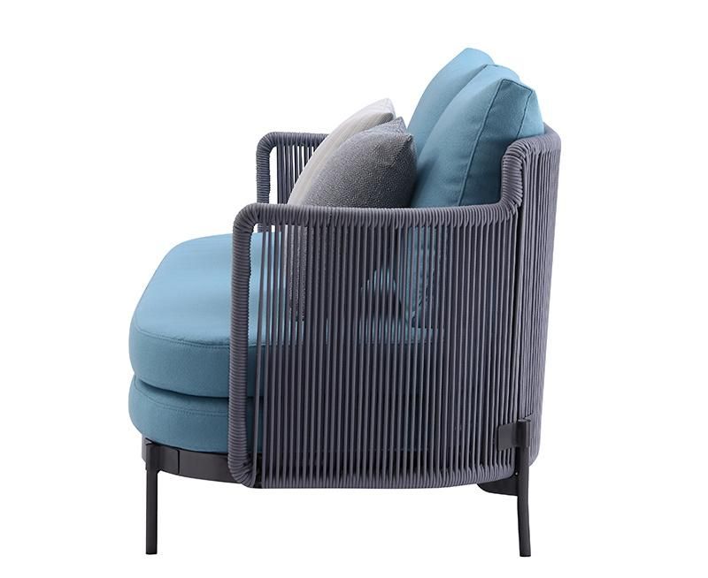 Outdoor Wicker Rattan Modern Italian Design Balcony Garden Hotel Resort Villa Project Aluminum Frame Customized Terrace Leisure Sofa Furniture