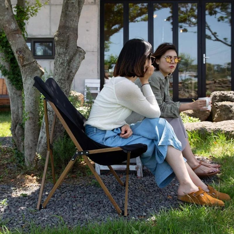 Black Outdoor Table and Chair Series Waterproof Portable Butterfly Chair Lazy Chair