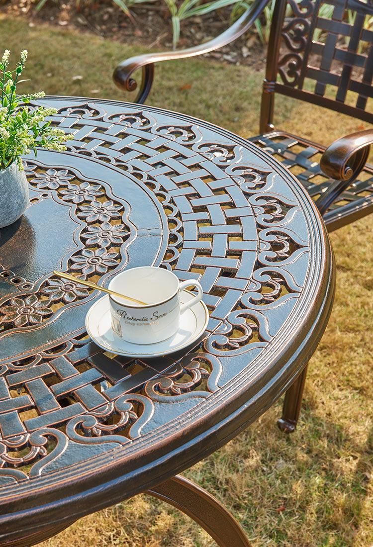 4 Seaters Outdoor Garden Patio Furniture Luxury Conversation Set Cast Aluminum with Round Table