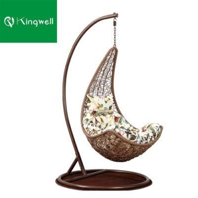 Outdoor Indoor Furniture Rattan Single Hanging Chair with Cushion