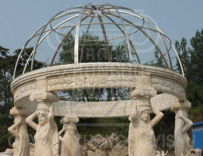 Yellow Marble Stone Gazebo Wedding Pavilion Garden Ornament