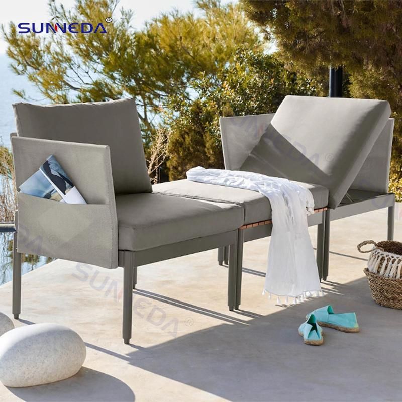Outdoor Aluminum Modern Sofa with Polyester Cloth Cushion Couch