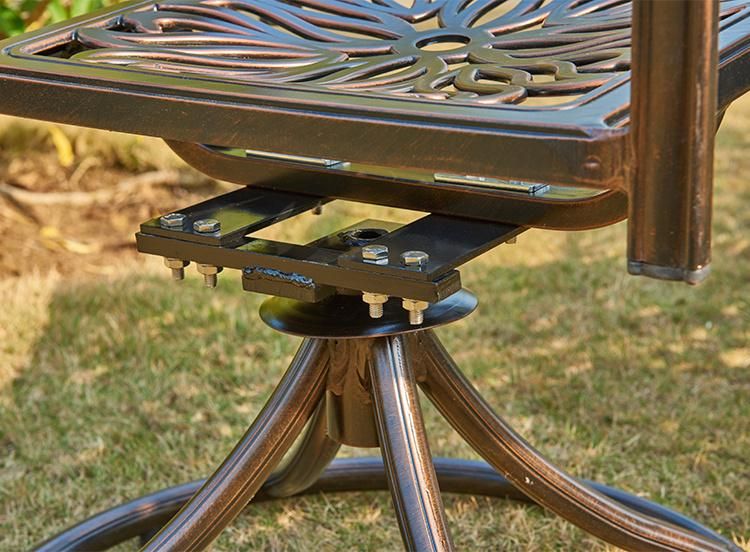 Durable Cast Aluminum Coffee Patio Set 6 Chair Outdoor Furniture for Home Party