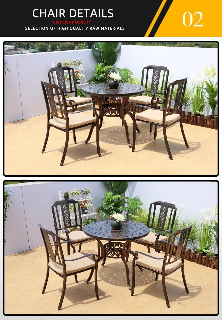 Outdoor Cast Aluminum Dining Table Garden Table and Chair