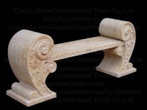 Marble Scroll Bench Carving Garden Seat Outdoor Stone Furniture (BC102)