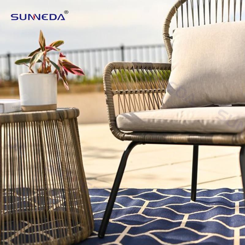 Outdoor Balcony Nordic Style PE Cane Chair Three Sets