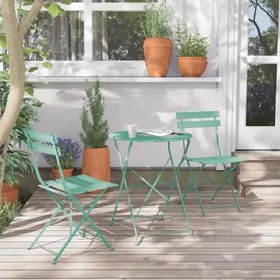 Metal Garden Sets Folding Bistro Cafe Set with Patio Table and Chairs
