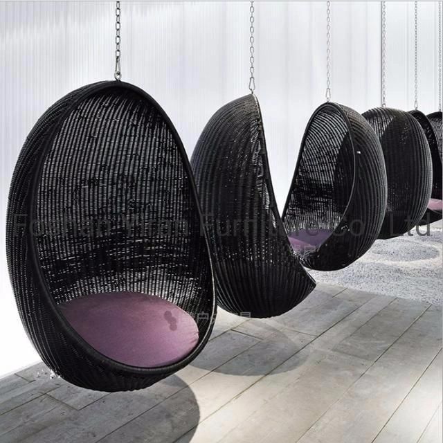 Outdoor Furniture General Use and Metal Material Rattan Wicker Hanging Egg Swing Chair