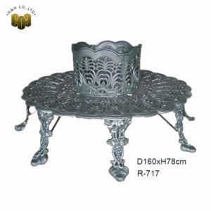 Dark Green Iron Material Tree Seat Bench for Garden