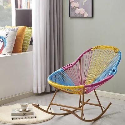 Factory Wholesale Recliner Wicker Balcony Rocking Chair Wicker Chair Leisure Chair Happy Adult Household Single