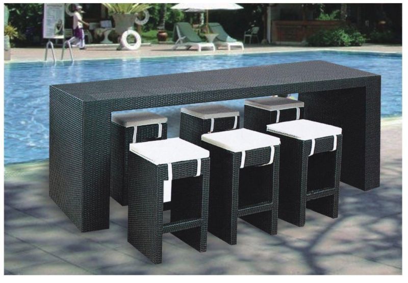 Stability Construction Outdoor Rattan Furniture Sets in 7PCS, Wicker Garden Furniture Suitable for The Beach and Swimming Pool, Rattan Dining Table with Chairs